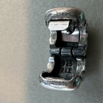 Authentic PANDORA 925 Sterling Silver Ridges Barrel Clip Charm - EUC
