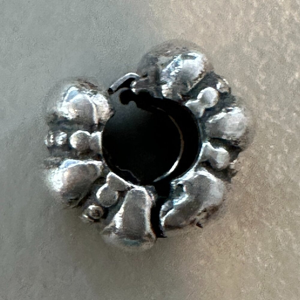 Authentic PANDORA 925 Sterling Silver Ridges Barrel Clip Charm - EUC