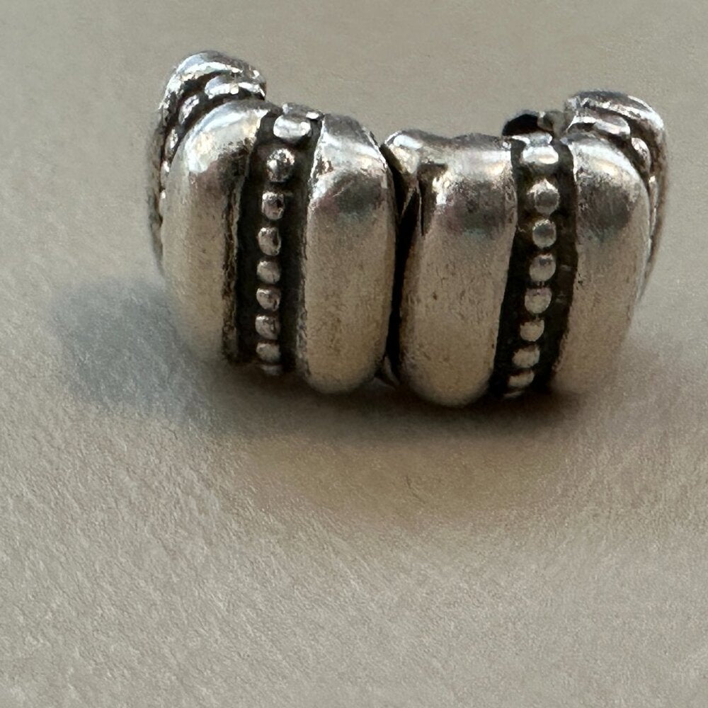 Authentic PANDORA 925 Sterling Silver Ridges Barrel Clip Charm - EUC