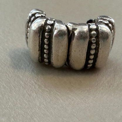 Authentic PANDORA 925 Sterling Silver Ridges Barrel Clip Charm - EUC