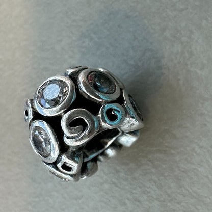 Authentic Pandora Primrose Path Flower Sterling Silver Charm - EUC