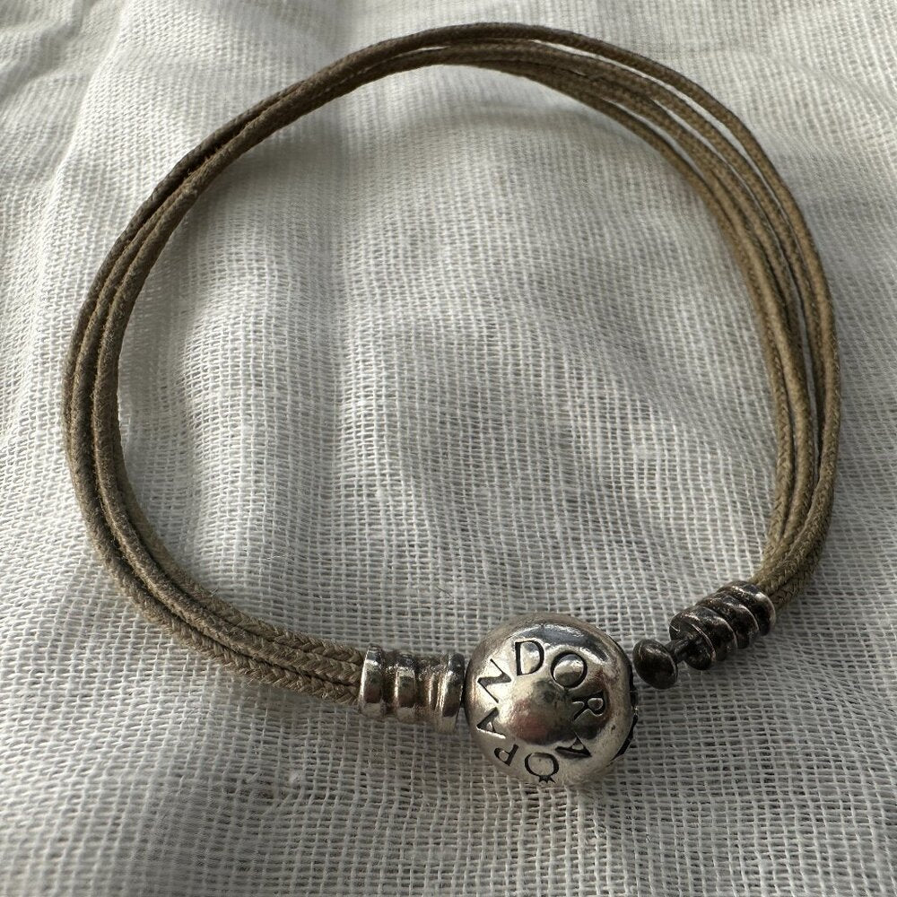 Authentic PANDORA Multi Strand Cord Bracelet - Approx. 7.25" (side to side)