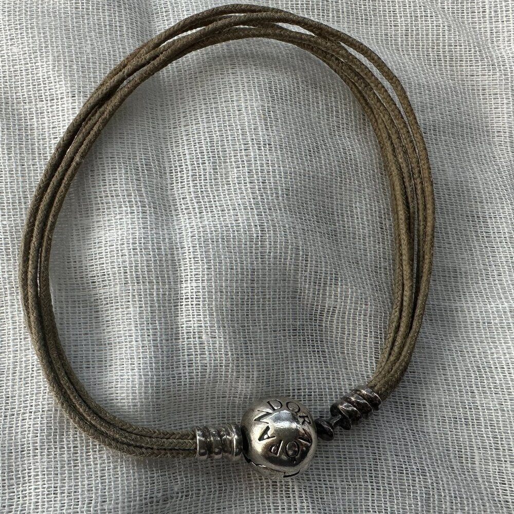 Authentic PANDORA Multi Strand Cord Bracelet - Approx. 7.25" (side to side)