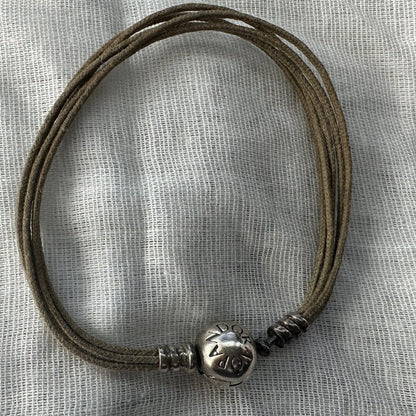 Authentic PANDORA Multi Strand Cord Bracelet - Approx. 7.25" (side to side)