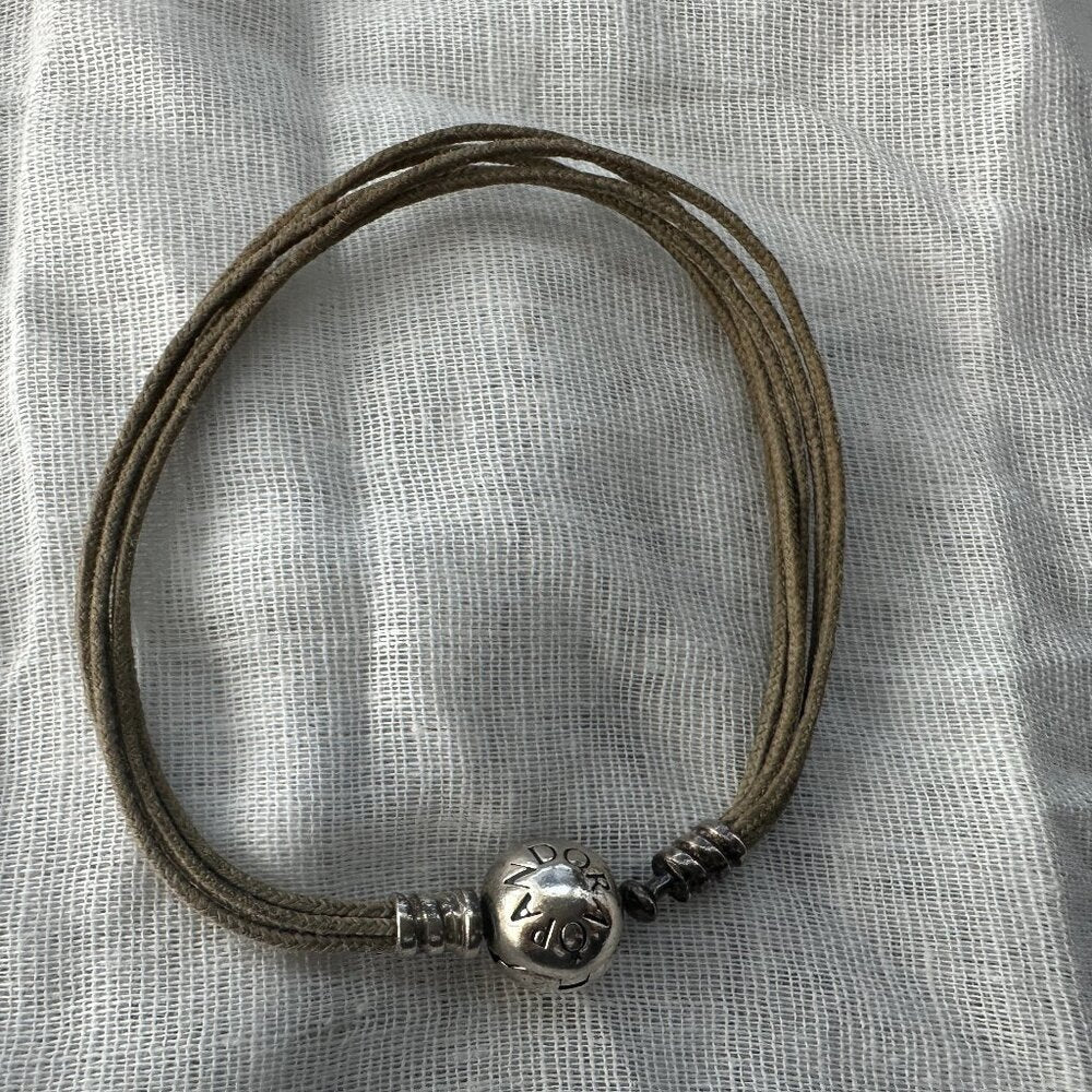 Authentic PANDORA Multi Strand Cord Bracelet - Approx. 7.25" (side to side)