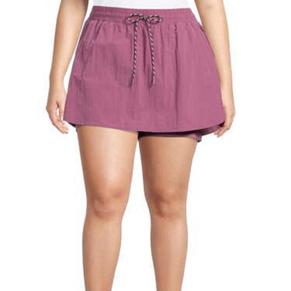 Avia Activewear Women's Plus Size Hike Skort With Drawstring - Mauve, 4X  - NWT