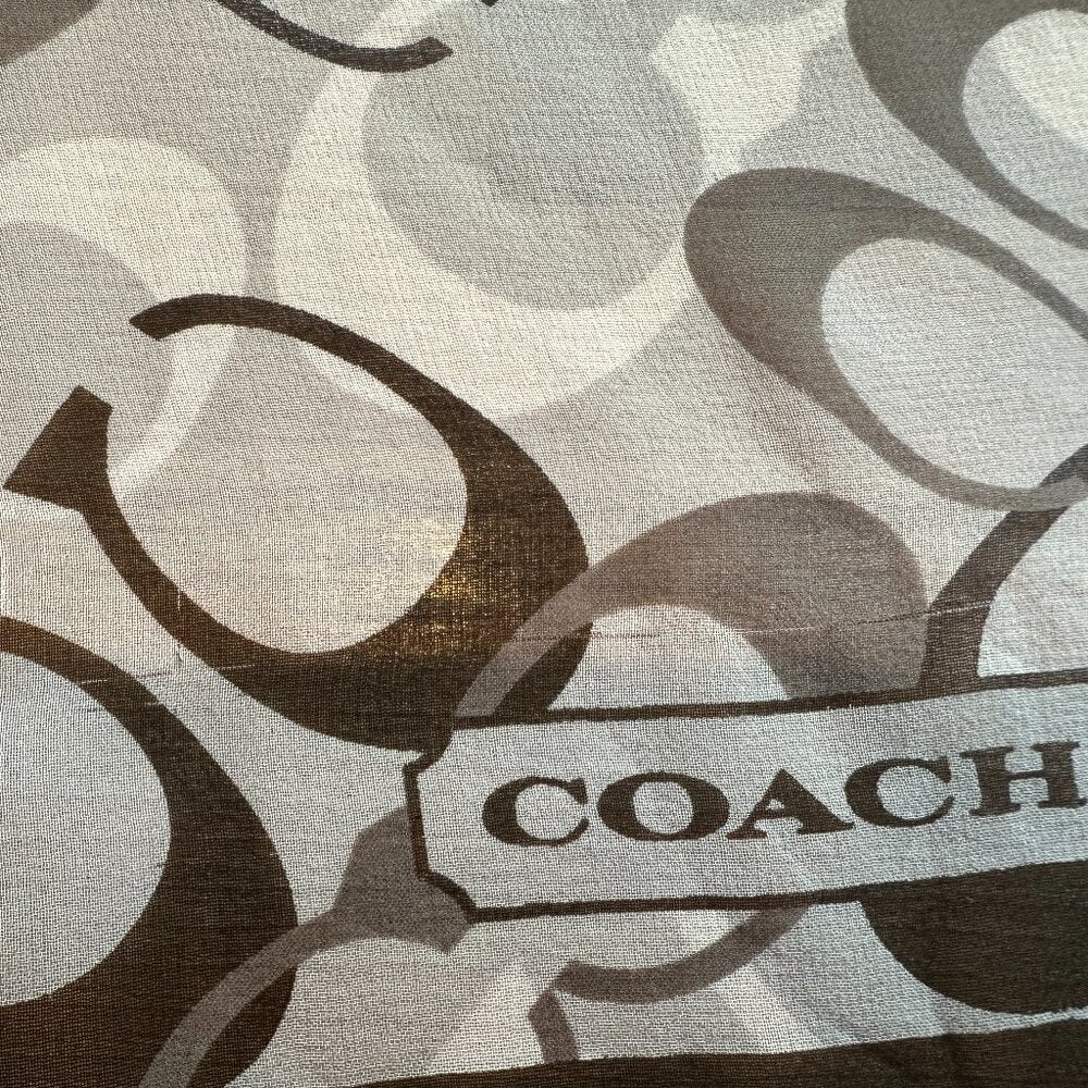 Vintage Coach - Black, Grey & White Sheer Signature C Scarf - Approx. 60 x 10.5