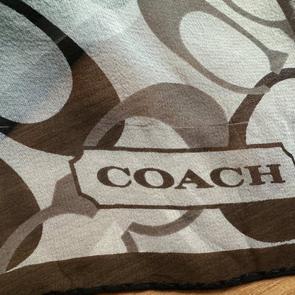 Vintage Coach - Black, Grey & White Sheer Signature C Scarf - Approx. 60 x 10.5