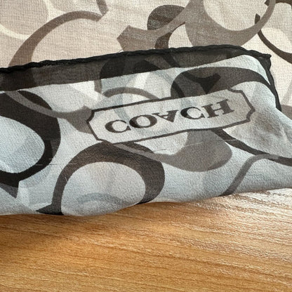 Vintage Coach - Black, Grey & White Sheer Signature C Scarf - Approx. 60 x 10.5