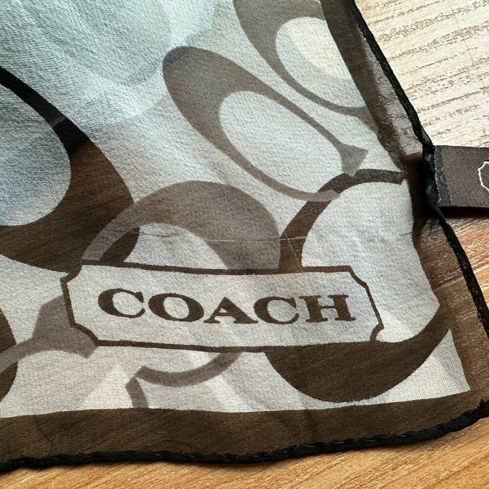 Vintage Coach - Black, Grey & White Sheer Signature C Scarf - Approx. 60 x 10.5