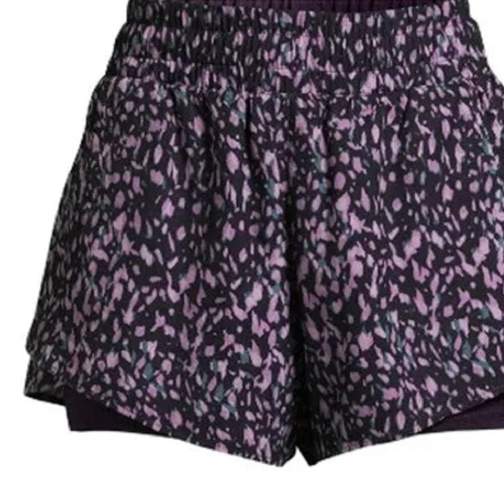 Avia Activewear Women's Running Shorts with Bike Liner - Purple/Black, Small