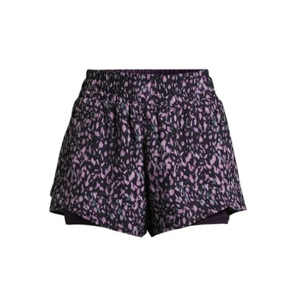 Avia Activewear Women's Running Shorts with Bike Liner - Purple/Black, Small