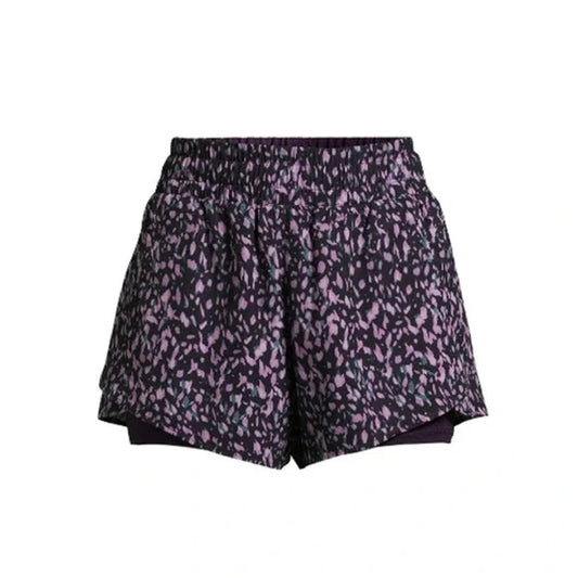 Avia Activewear Women's Running Shorts with Bike Liner - Purple/Black, Small