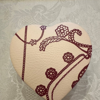 PANDORA Vintage Heart Shaped Pink Leather Jewelry Box - 2 Tiers - NEW