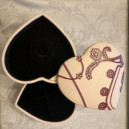 PANDORA Vintage Heart Shaped Pink Leather Jewelry Box - 2 Tiers - NEW
