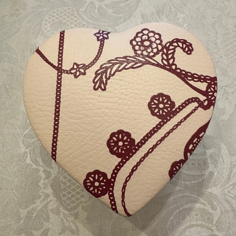 PANDORA Vintage Heart Shaped Pink Leather Jewelry Box - 2 Tiers - NEW