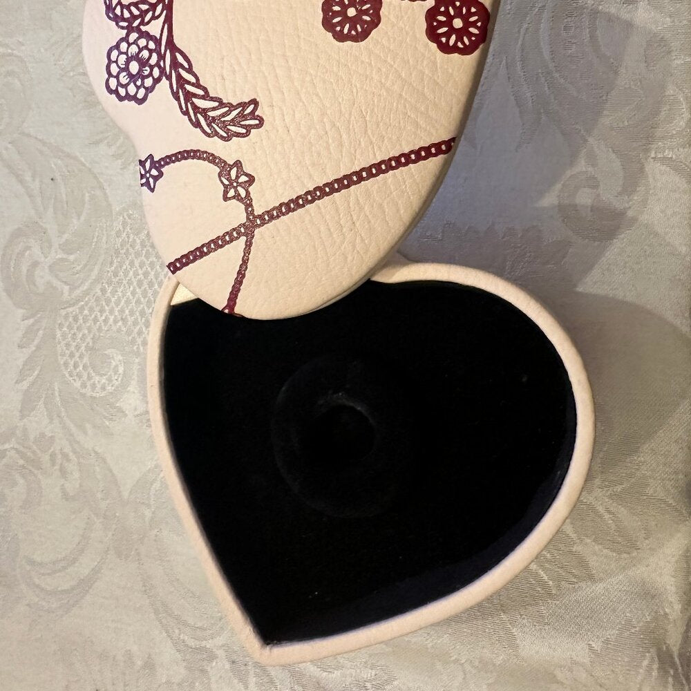 PANDORA Vintage Heart Shaped Pink Leather Jewelry Box - 2 Tiers - NEW