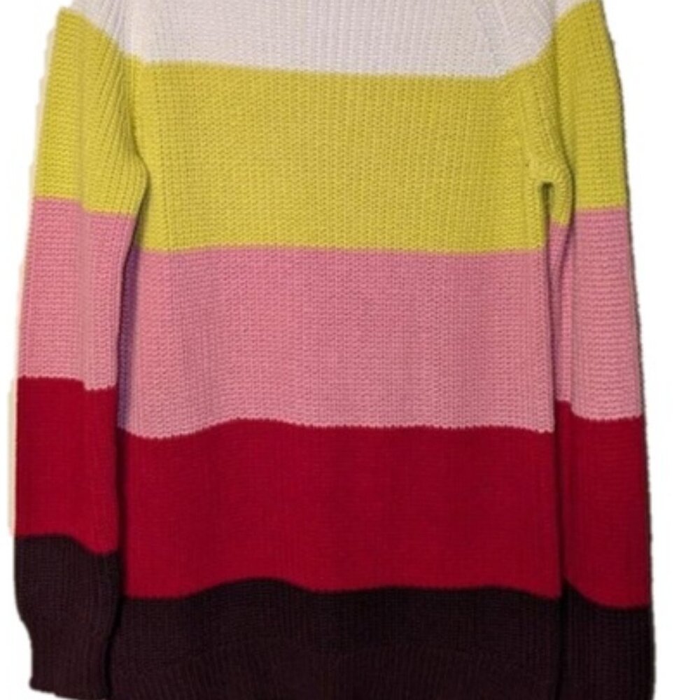 Style & Co Women Pink Colorblock Long Sleeve Pullover Sweater Size XS