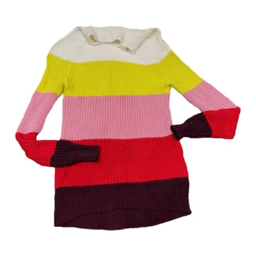 Style & Co Women Pink Colorblock Long Sleeve Pullover Sweater Size XS