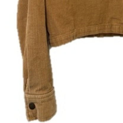 Celebrity Pink Cropped Corduroy Zip Up Jacket - Beige/Tan - Small