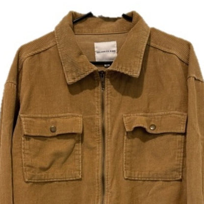 Celebrity Pink Cropped Corduroy Zip Up Jacket - Beige/Tan - Small