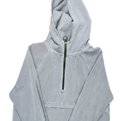 Calvin Klein Performance Womens Garment-Dyed 1/2-Zip Hoodie Blue, XS