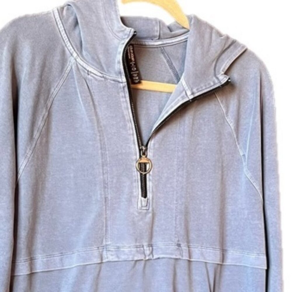 Calvin Klein Performance Womens Garment-Dyed 1/2-Zip Hoodie Blue, XS