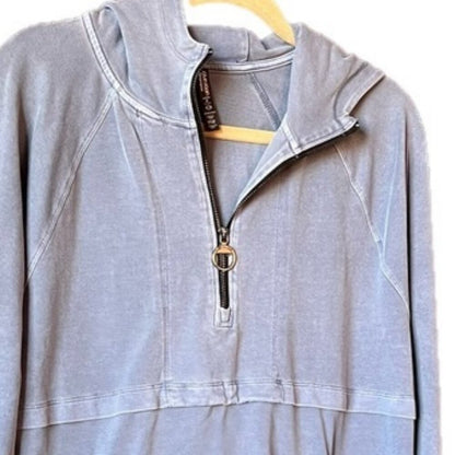 Calvin Klein Performance Womens Garment-Dyed 1/2-Zip Hoodie Blue, XS