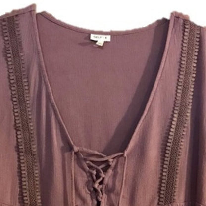 Selfie Women Purple Peplum V Neck tie top - NWOT - Medium