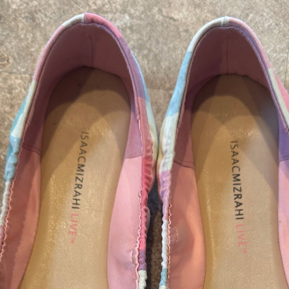 Isaac Mizrahi Live! Plaid Ballet Flats with Bow Multi - Size 8 or 38 - USED.