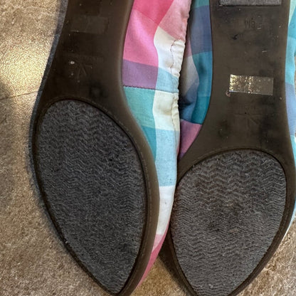 Isaac Mizrahi Live! Plaid Ballet Flats with Bow Multi - Size 8 or 38 - USED.