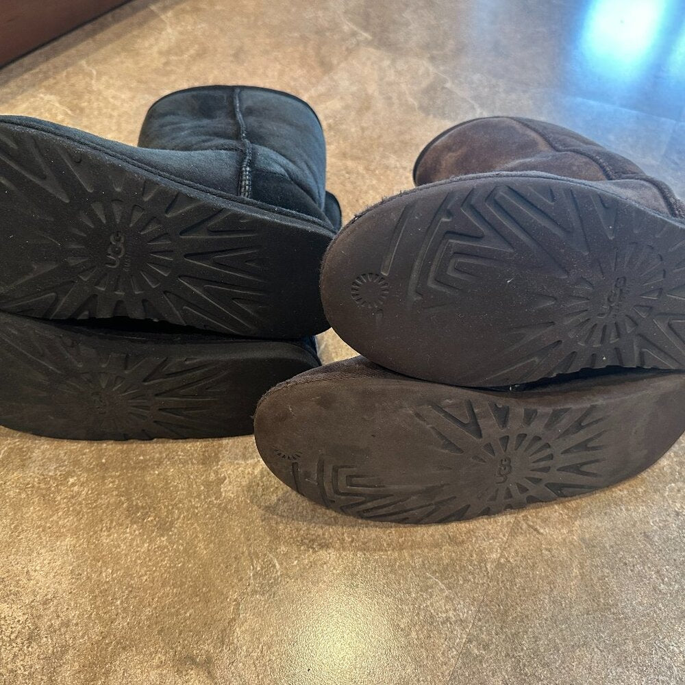 Lot 2 Pairs of Authentic UGGs  UGG Classic Short Boots - Black & Brown -Size 8