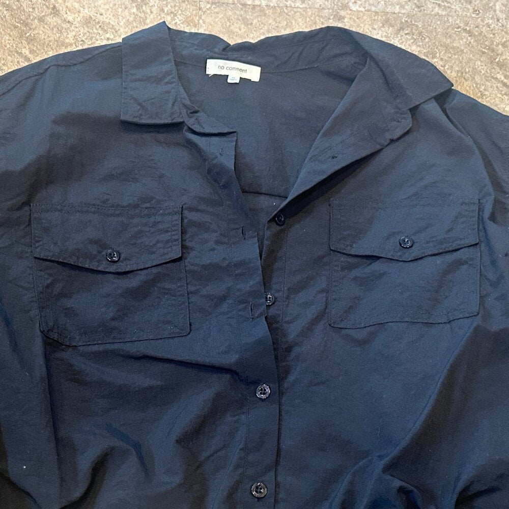 No Comment Womens Mid Waist Long Sleeve Button Up Black Jacket - Medium