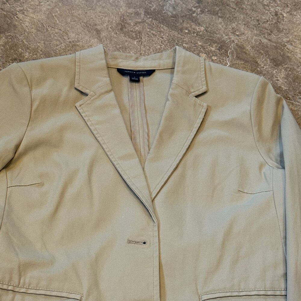 Tommy Hilfiger Womens Tan Fitted Blazer Jacket Size 4