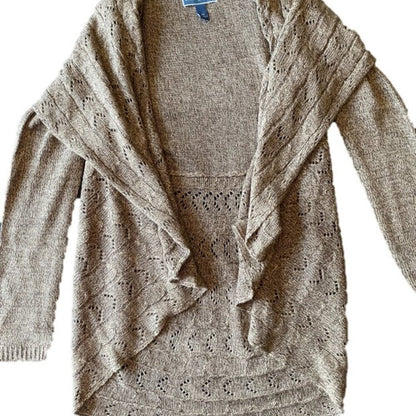 Karen Scott Womens Dark Brown Crocquet Waterfall Style Cardigan Sweater - XS