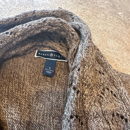 Karen Scott Womens Dark Brown Crocquet Waterfall Style Cardigan Sweater - XS