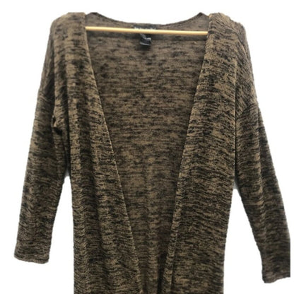 See You Monday Womens Full Length Cardigan Brown Side Splits Duster - Small