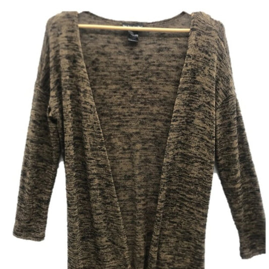 See You Monday Womens Full Length Cardigan Brown Side Splits Duster - Small