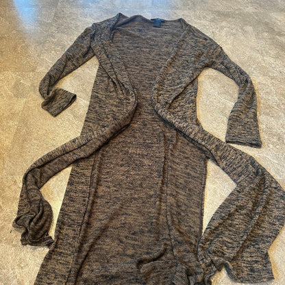 See You Monday Womens Full Length Cardigan Brown Side Splits Duster - Small