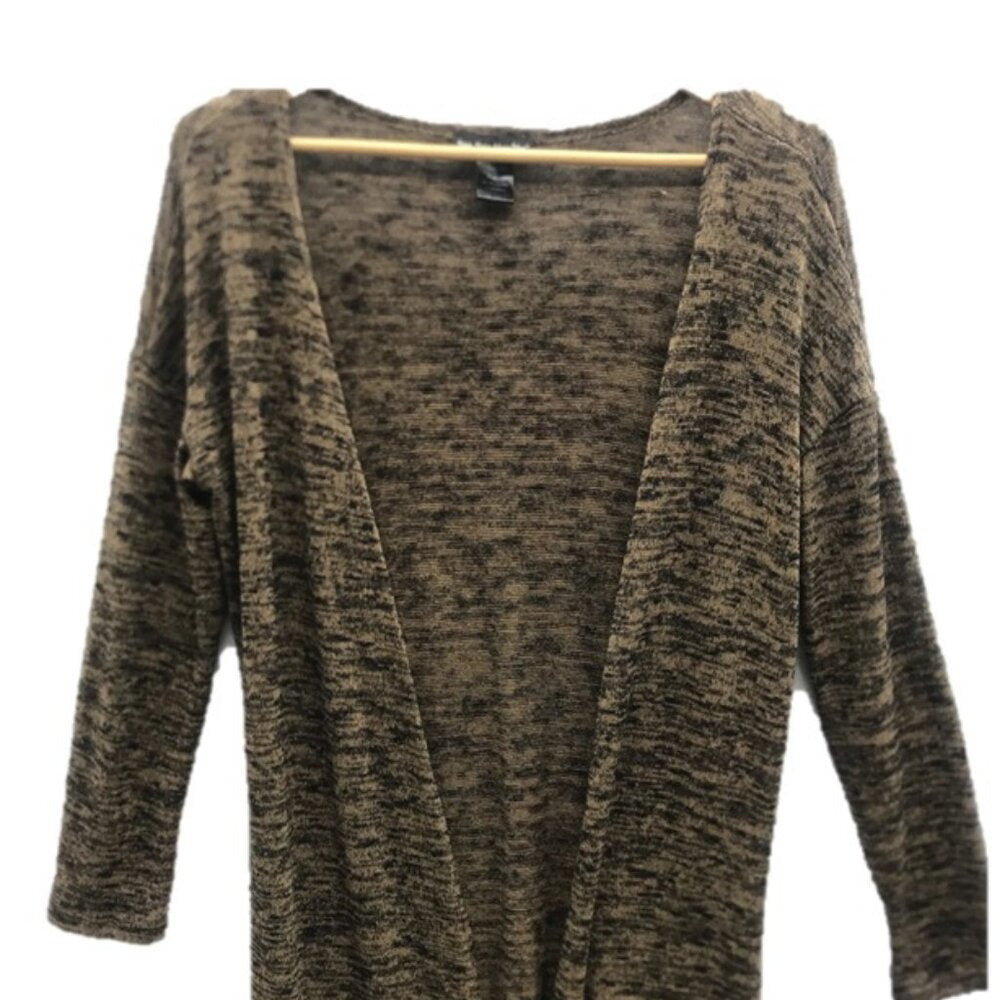 See You Monday Womens Full Length Cardigan Brown Side Splits Duster - Small