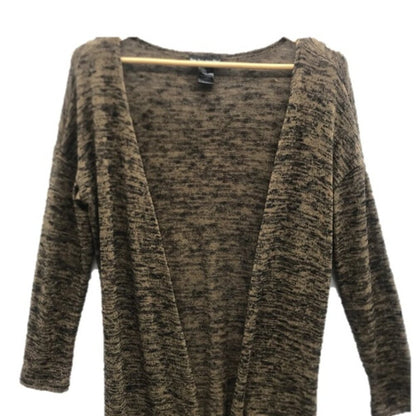 See You Monday Womens Full Length Cardigan Brown Side Splits Duster - Small