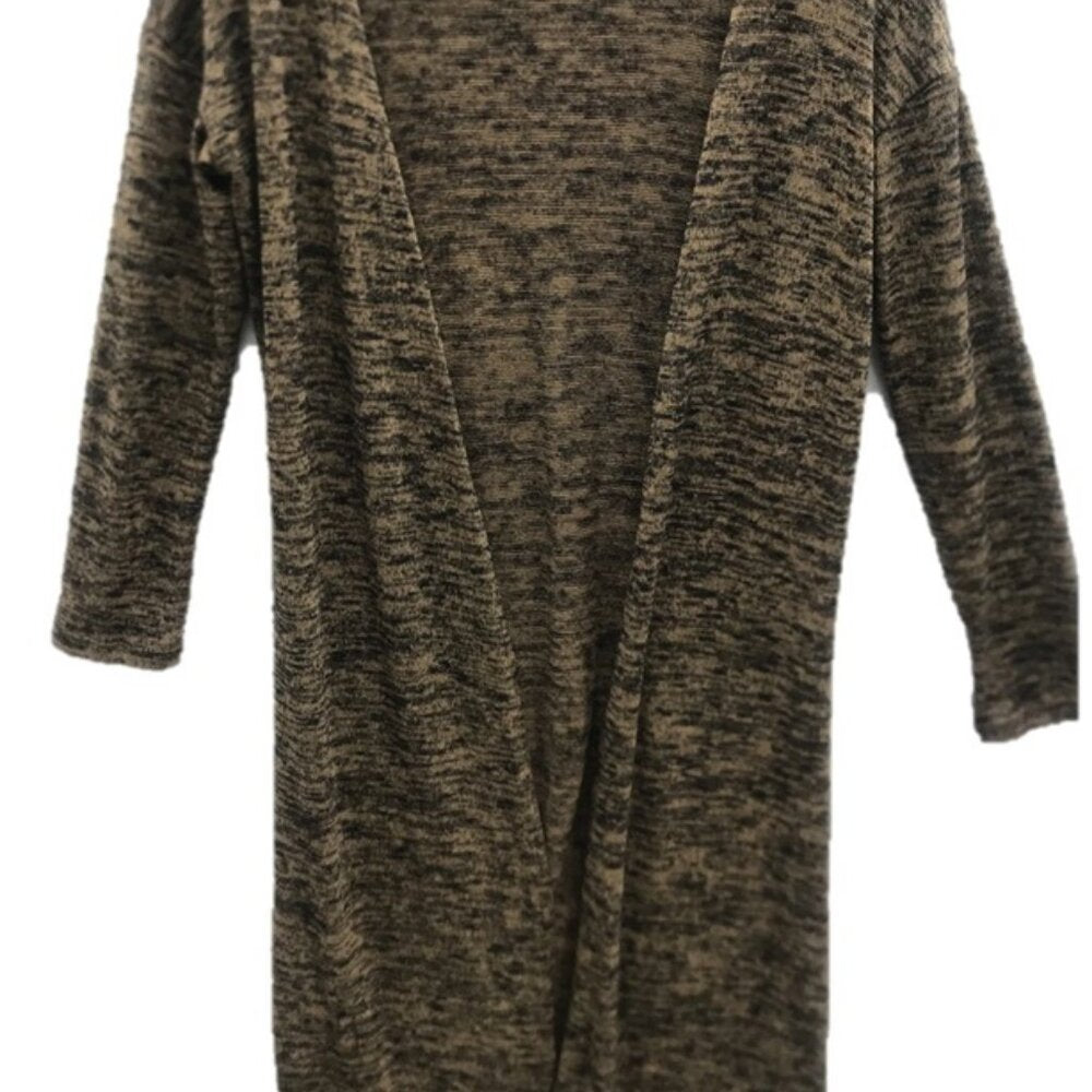 See You Monday Womens Full Length Cardigan Brown Side Splits Duster - Small
