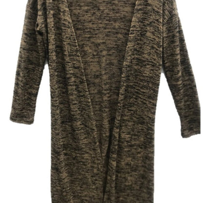 See You Monday Womens Full Length Cardigan Brown Side Splits Duster - Small