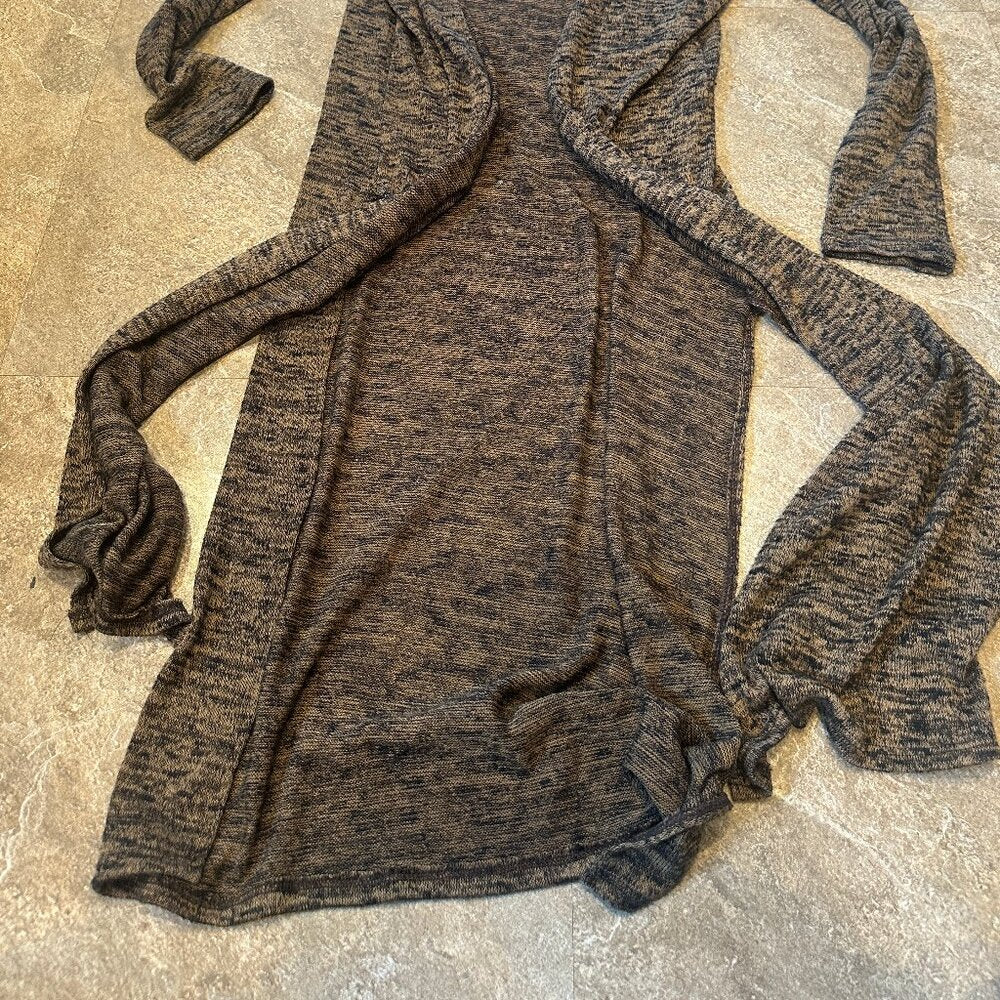 See You Monday Womens Full Length Cardigan Brown Side Splits Duster - Small