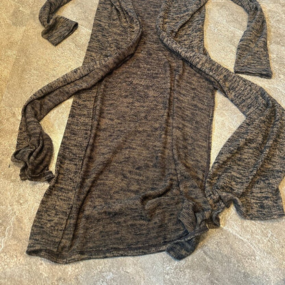 See You Monday Womens Full Length Cardigan Brown Side Splits Duster - Small