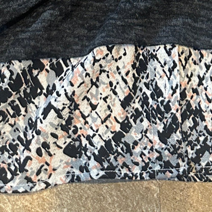 Rebecca Malone Petite Sweater - Grey with Pink Black Abstract Faux Blouse - PM