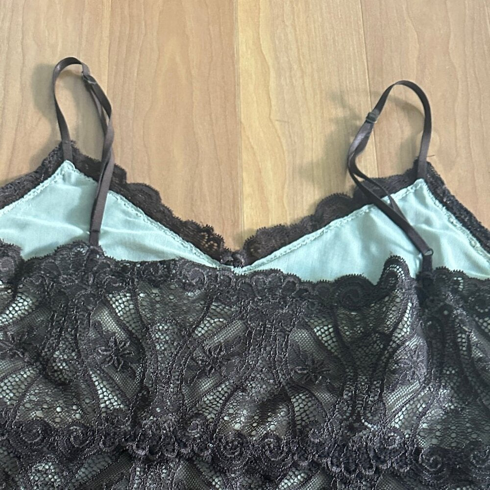 THE LIMITED Women's Brown Floral Lace Lined Cami - Medium