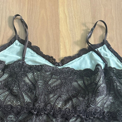 THE LIMITED Women's Brown Floral Lace Lined Cami - Medium