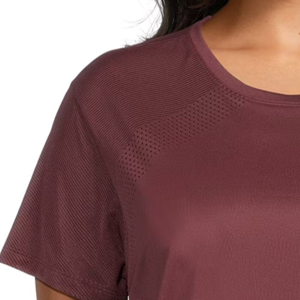Avia Women’s Perforated Performance T-Shirt with Short Sleeves,  Chianti, XL