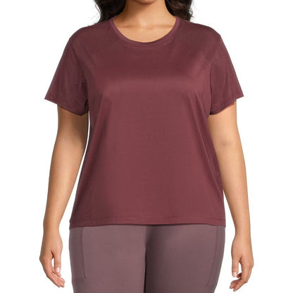 Avia Women’s Perforated Performance T-Shirt with Short Sleeves,  Chianti, XL